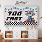 Two Fast Samsung Frame TV Art | Happy Birthday Racing Car Art For Boys Set of 2. Light blue version preview.Kids room.