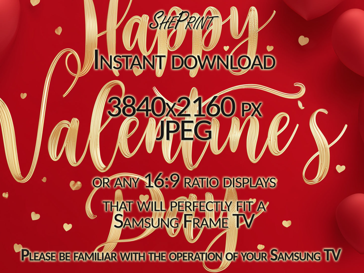 Happy Valentine's Day Banner | Samsung Frame TV Art close up view