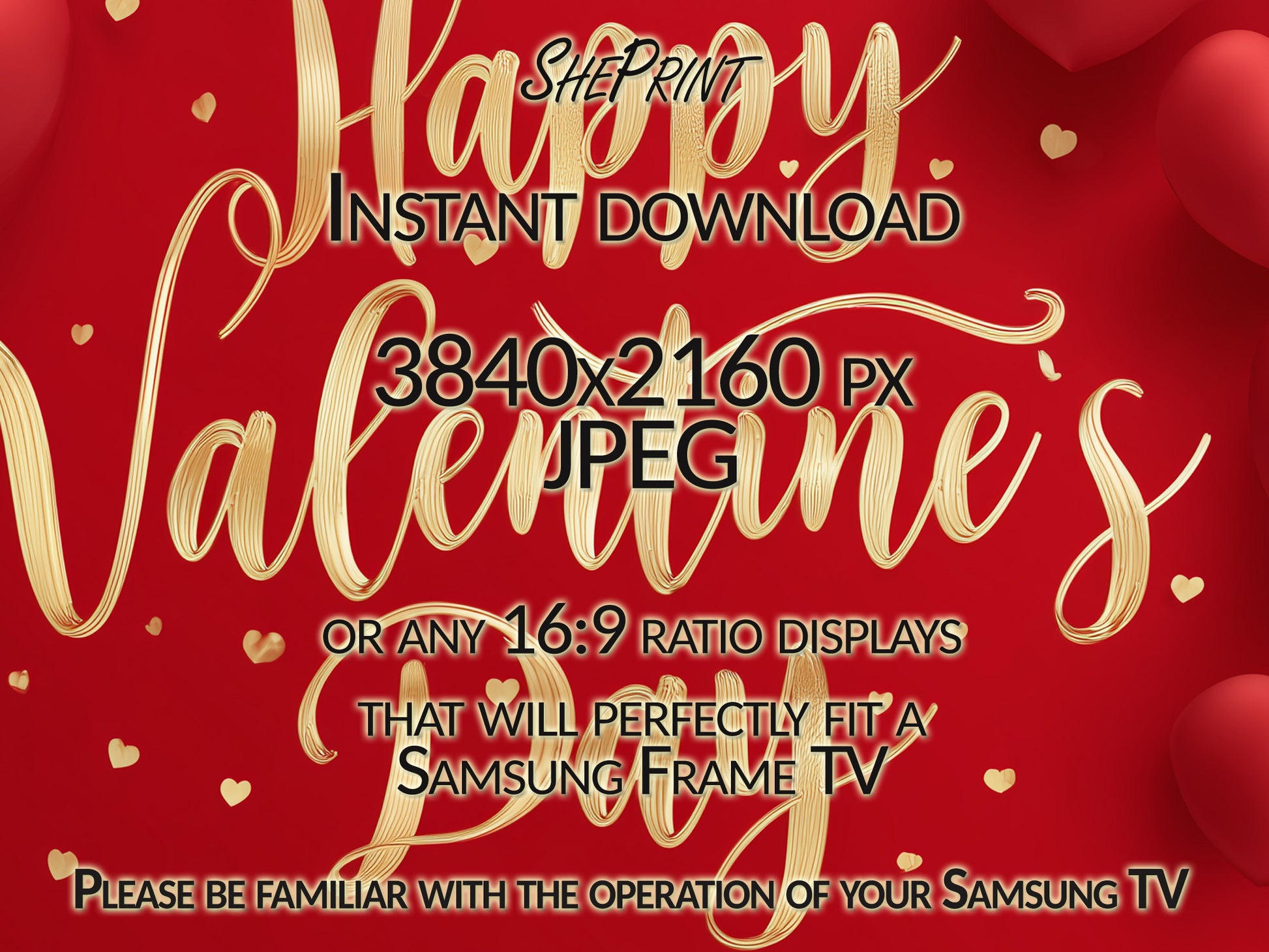 Happy Valentine's Day Banner | Samsung Frame TV Art close up view