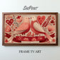 Valentines Day Samsung Frame TV Art | Vintage Naive Folk Birds Painting preview on screen