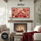 Valentines Day Samsung Frame TV Art | Vintage Naive Folk Birds Painting preview in living room