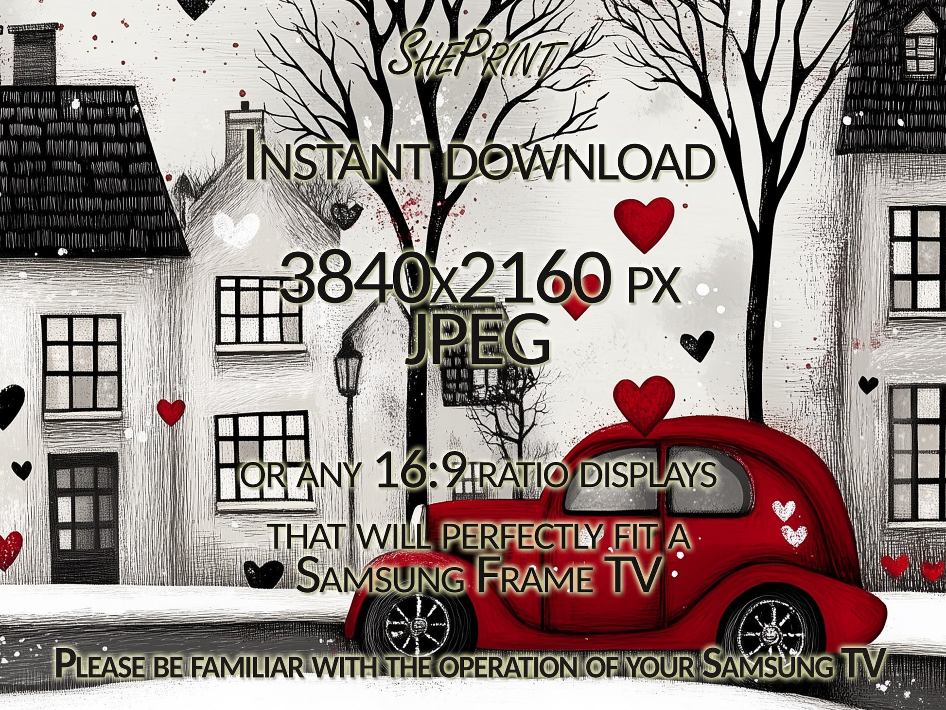 Frame TV Art Cute Red Valentine's Day Car close up look