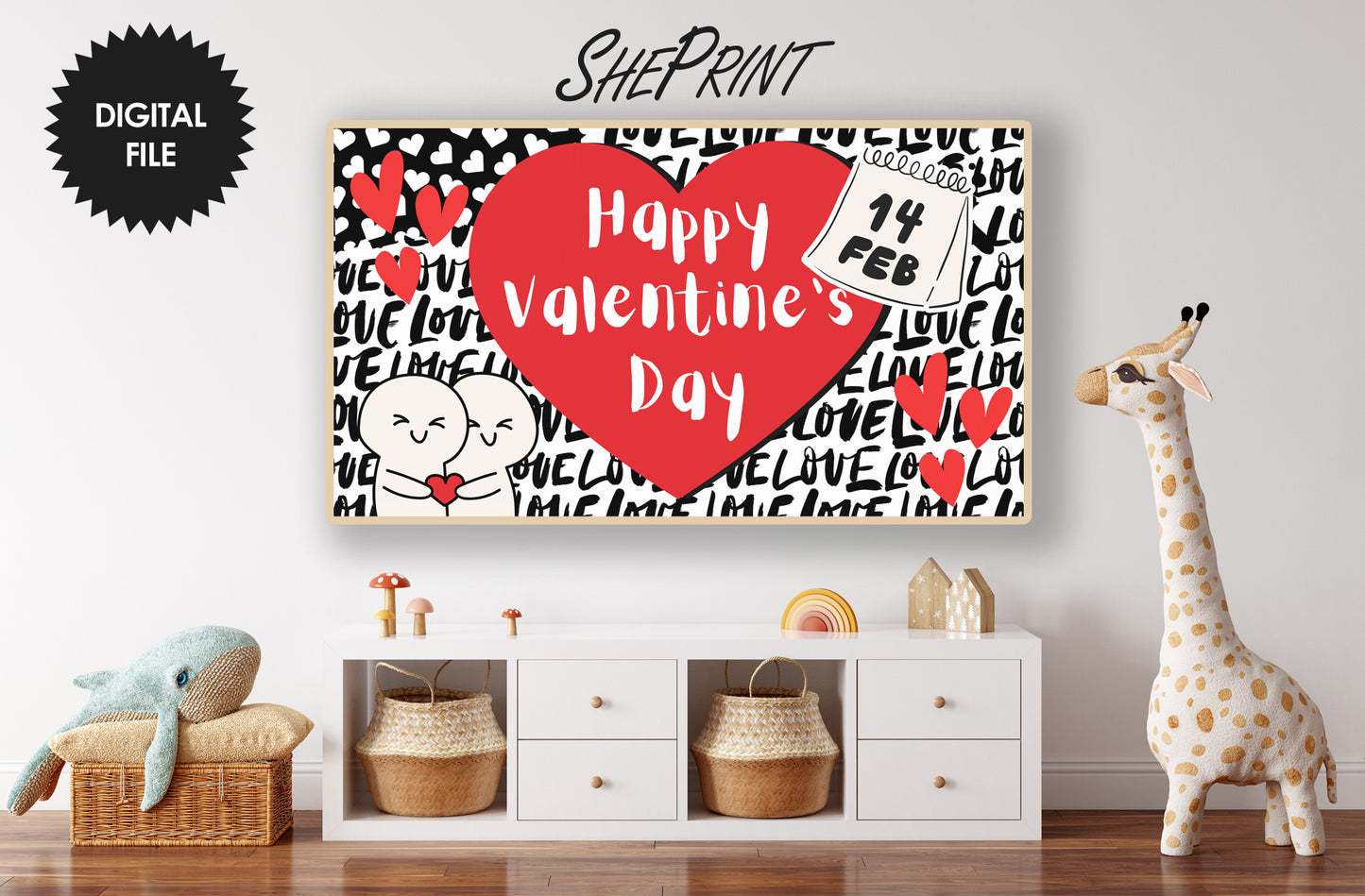 Valentine’s Day Frame TV Art for Kids &amp; Teens preview in kids room