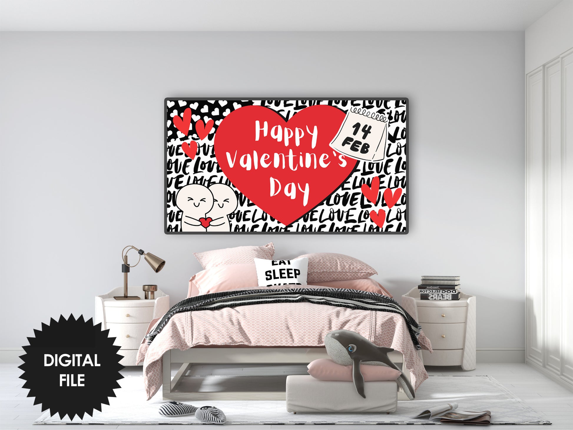 Valentine’s Day Frame TV Art for Kids &amp; Teens preview in teen room