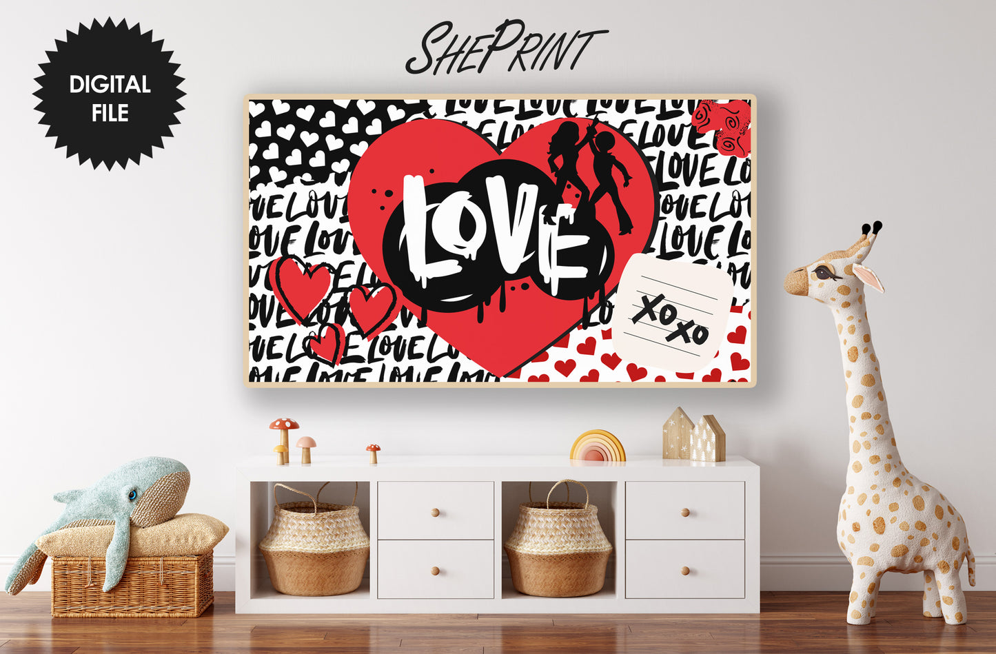 Graffiti Love – Modern Valentine’s Frame TV Art for Kids &amp; Teens preview in kids room