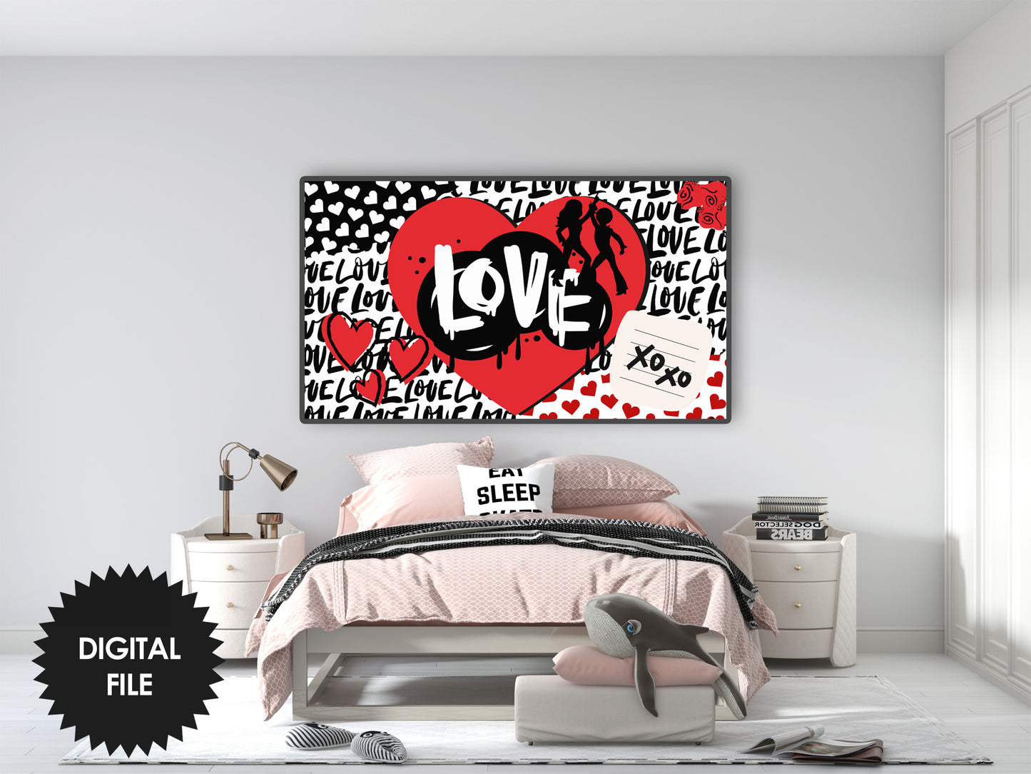 Graffiti Love – Modern Valentine’s Frame TV Art for Kids &amp; Teens preview in teen room
