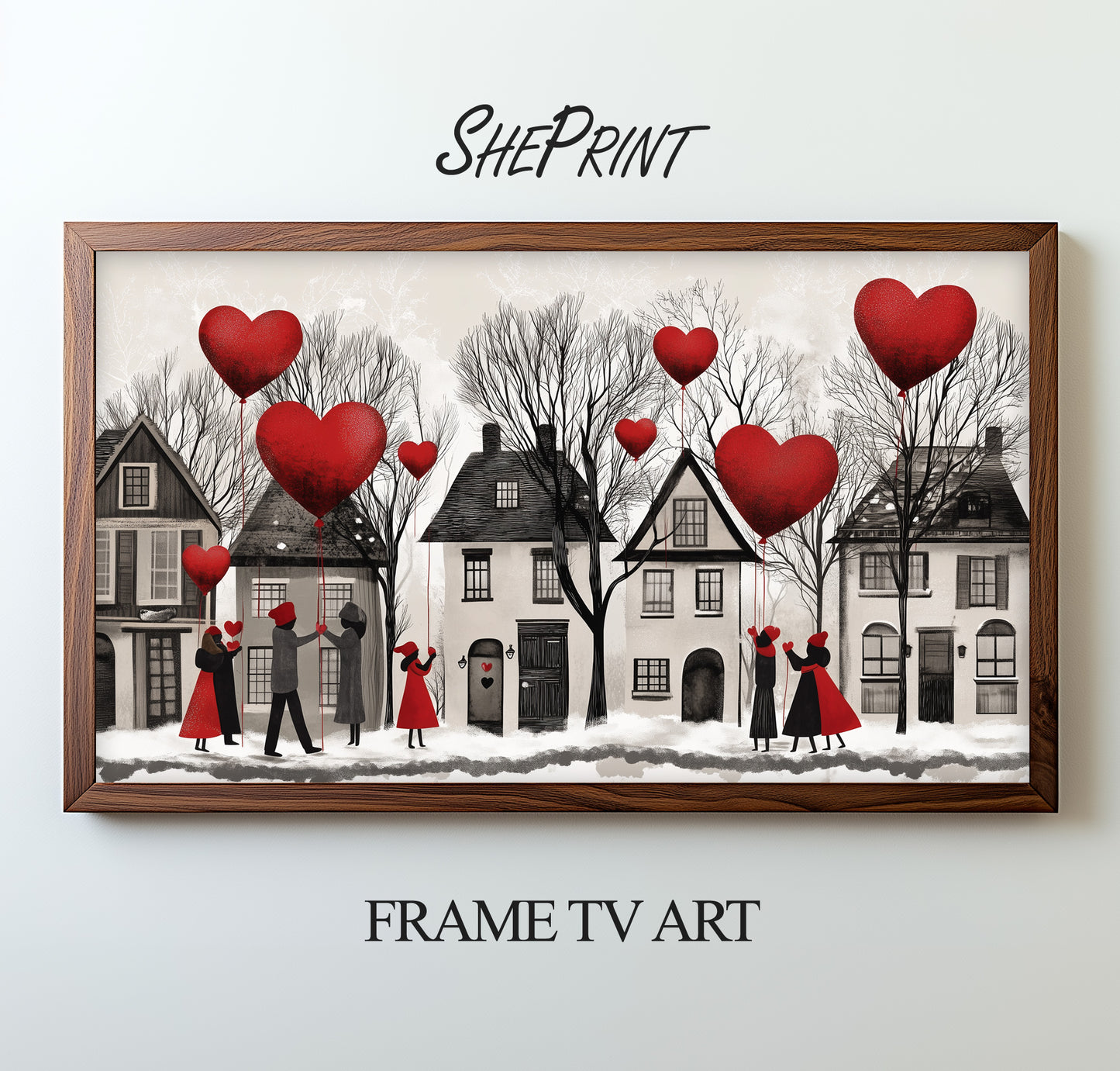 Cute Valentine's Town Frame TV Art