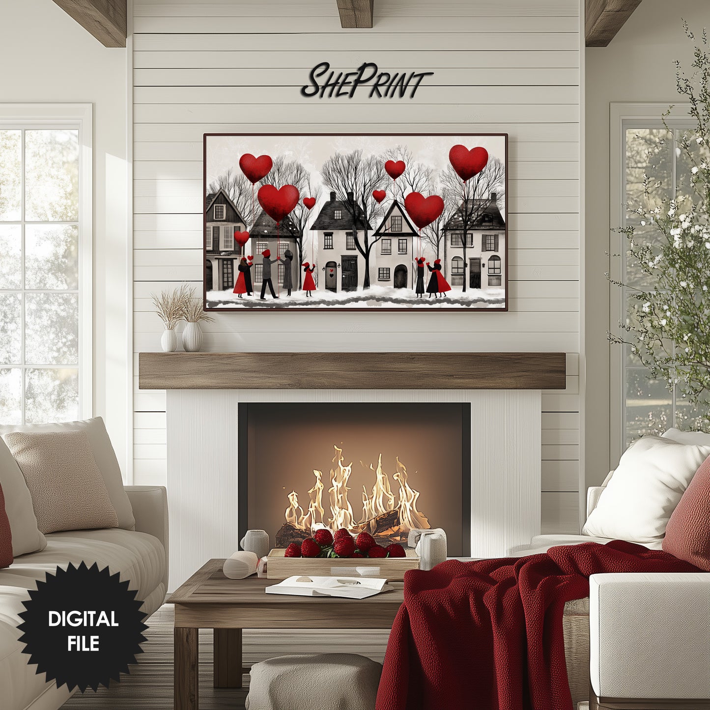 Cute Valentine's Town Frame TV Art