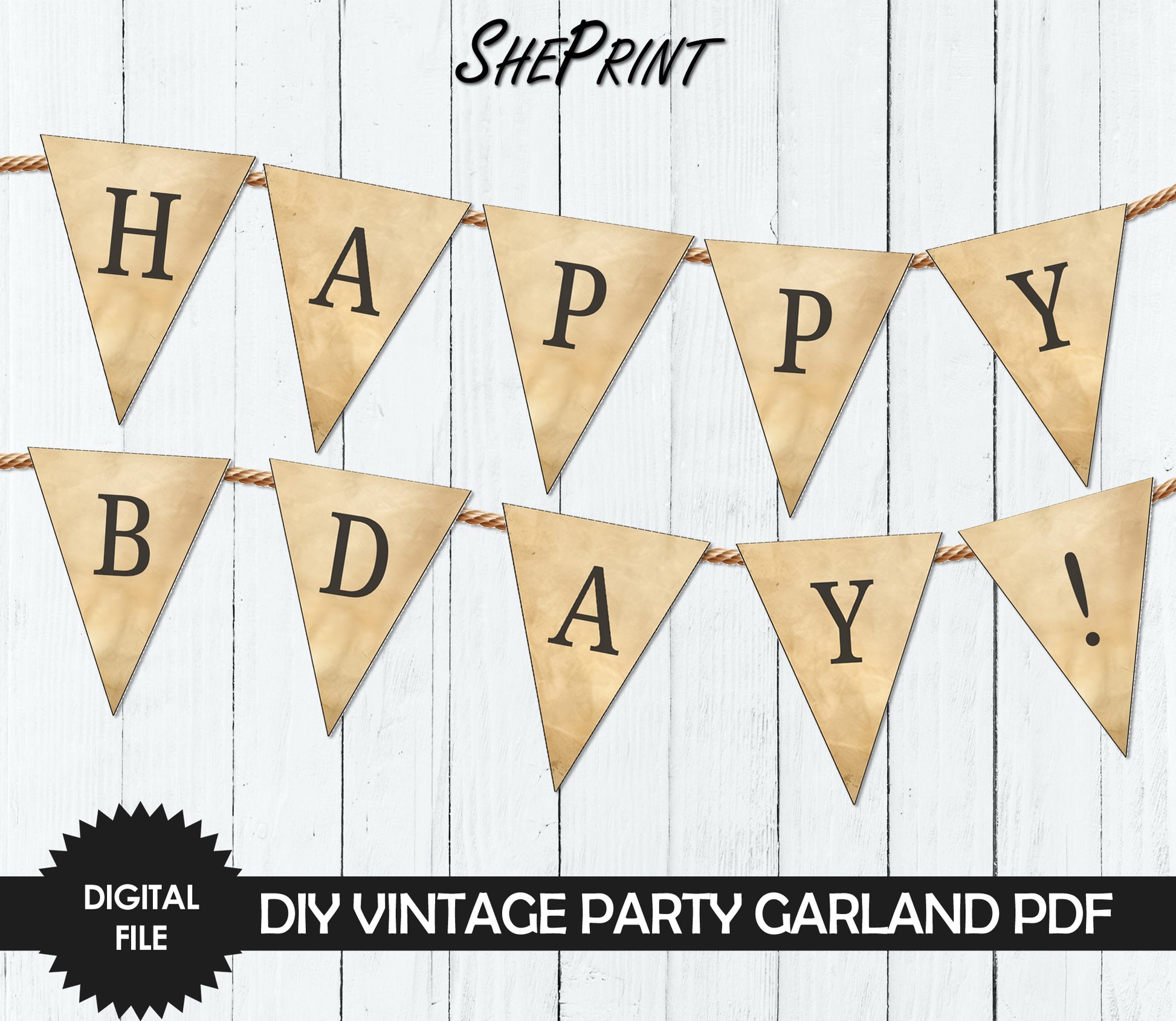 Printable Vintage DIY Garland preview