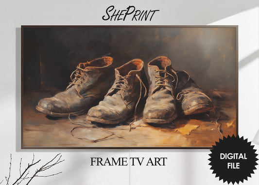 Old Dusty Shoes Vintage Art, Samsung Frame TV Art, Instant Download