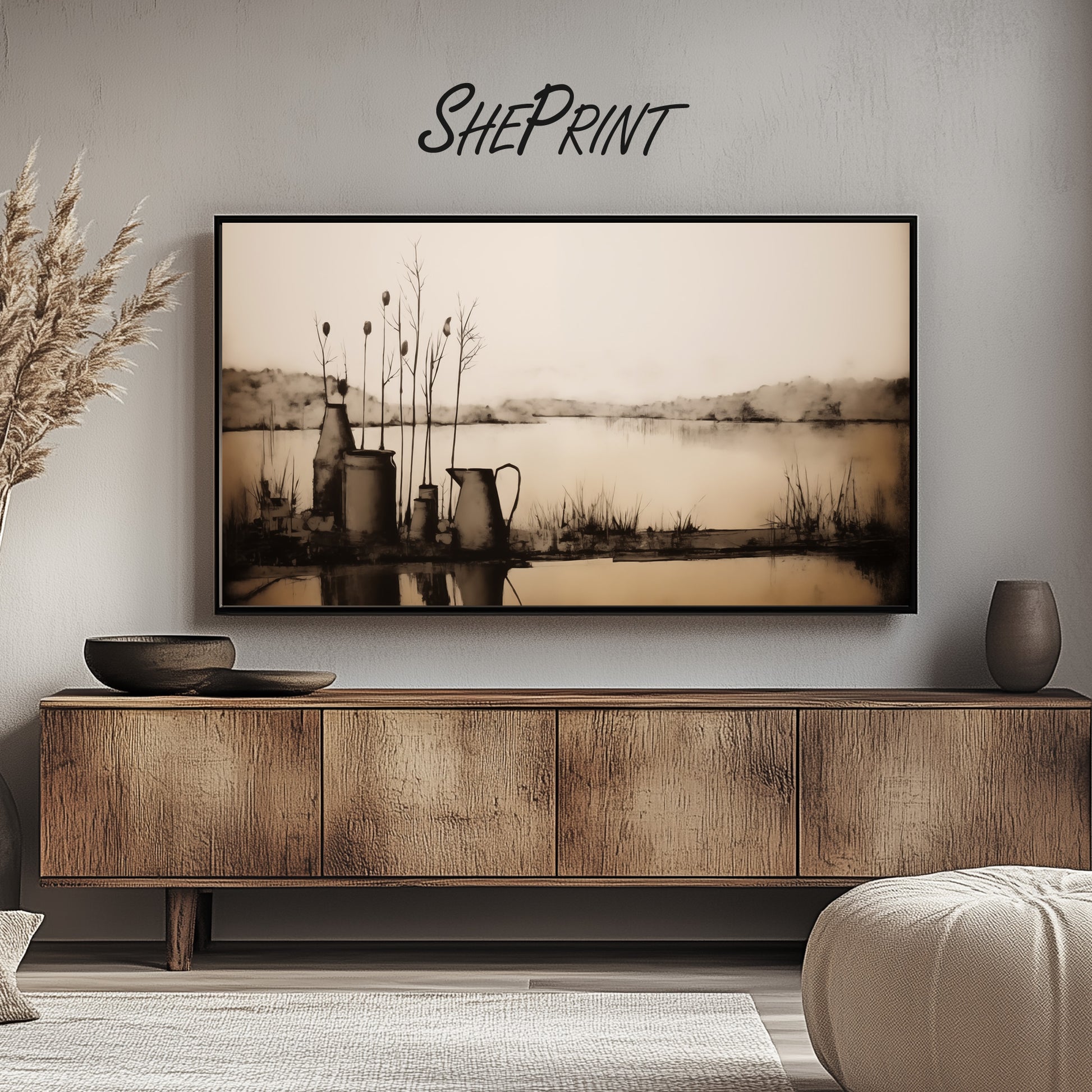 Frame TV Art, Wabi Sabi Art,preview in living room