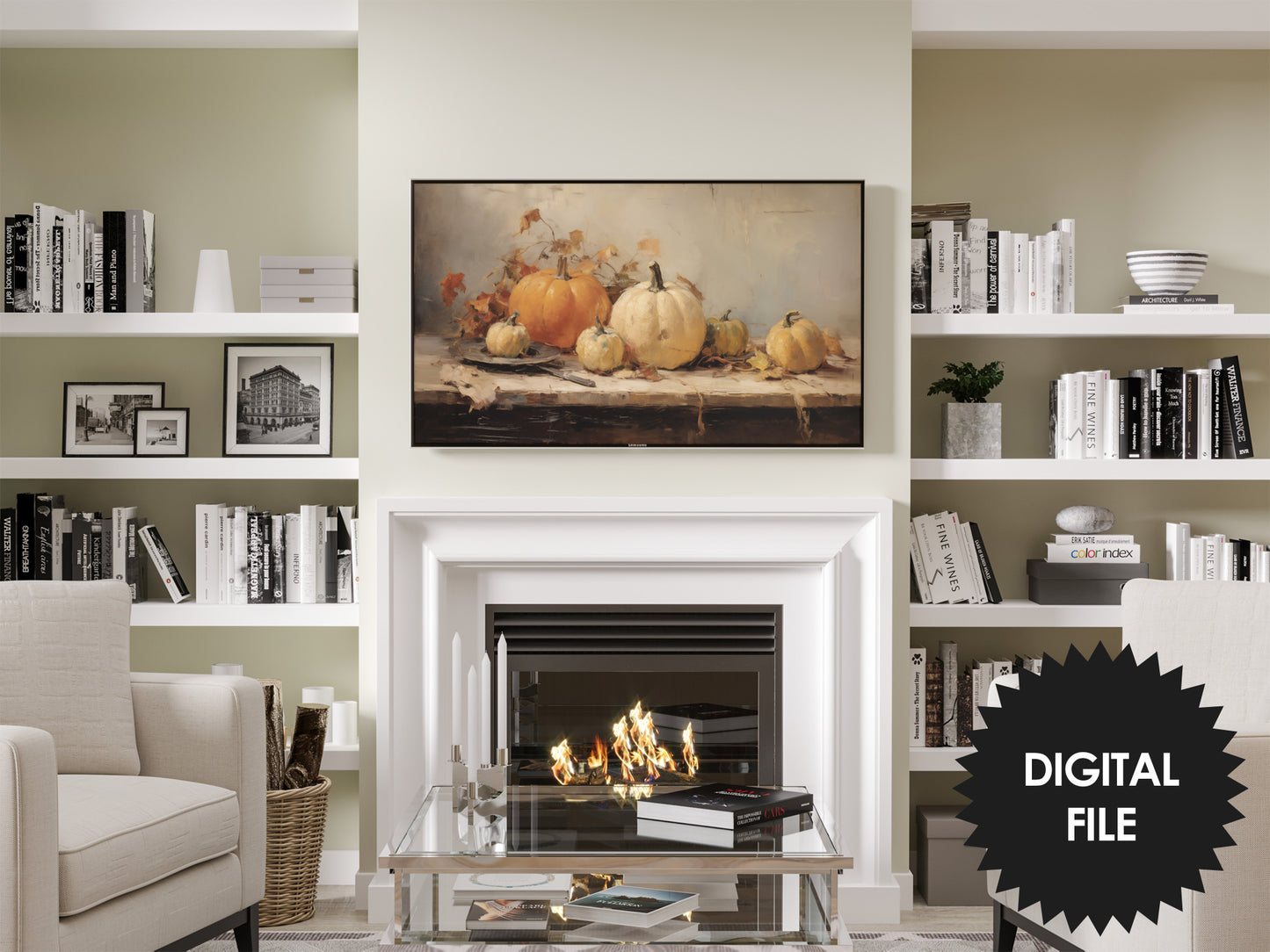 Pumpkins Still Life Frame TV Art, Set Of 4, Thanksgiving TV Art, Instant Download