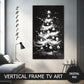 Samsung Vertical Frame TV Art, White Christmas Tree, Black and White Oil Painting preview on Samsung Frame TV when mounted vertically