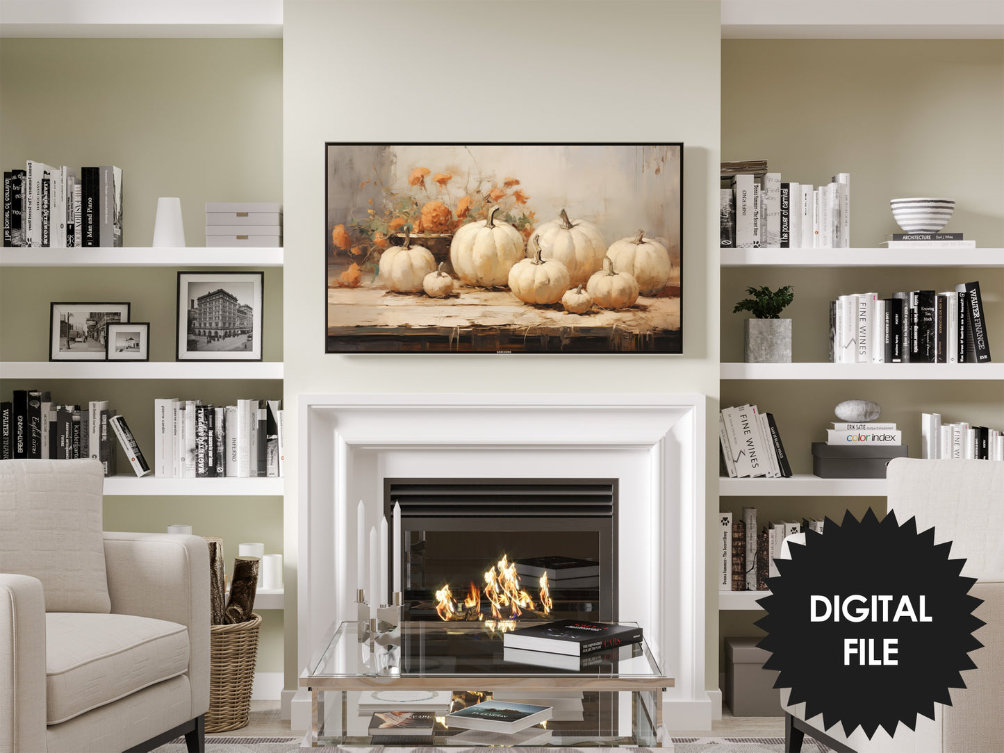 Pumpkins Still Life Frame TV Art, Set Of 4, Thanksgiving TV Art, Instant Download