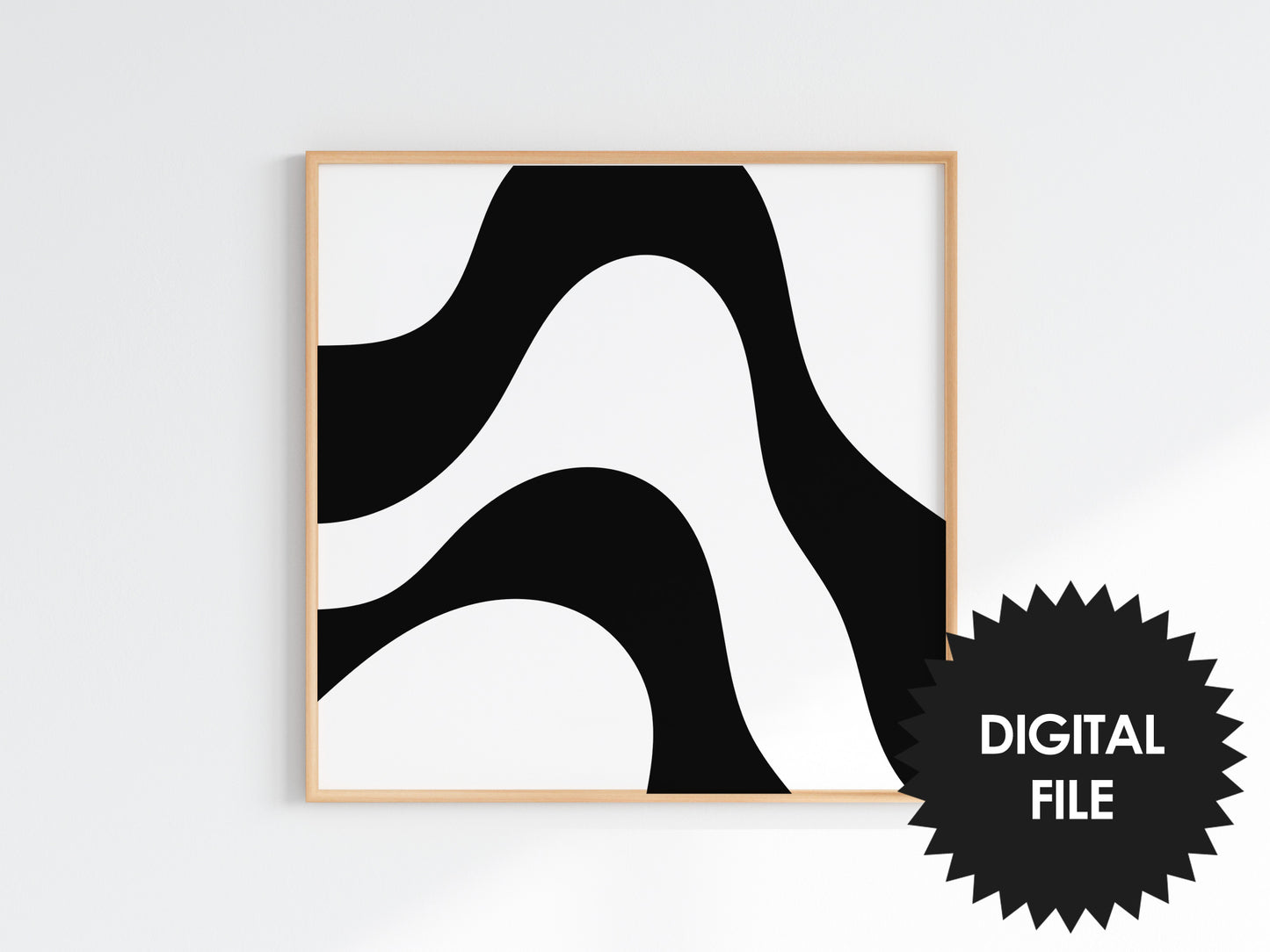 Wiggle Lines Abstract Art Print, Set of 3, Black & White Wall Art, Digital Art Poster Download, Modern Square Art Prints, Print Up To 20x20inch