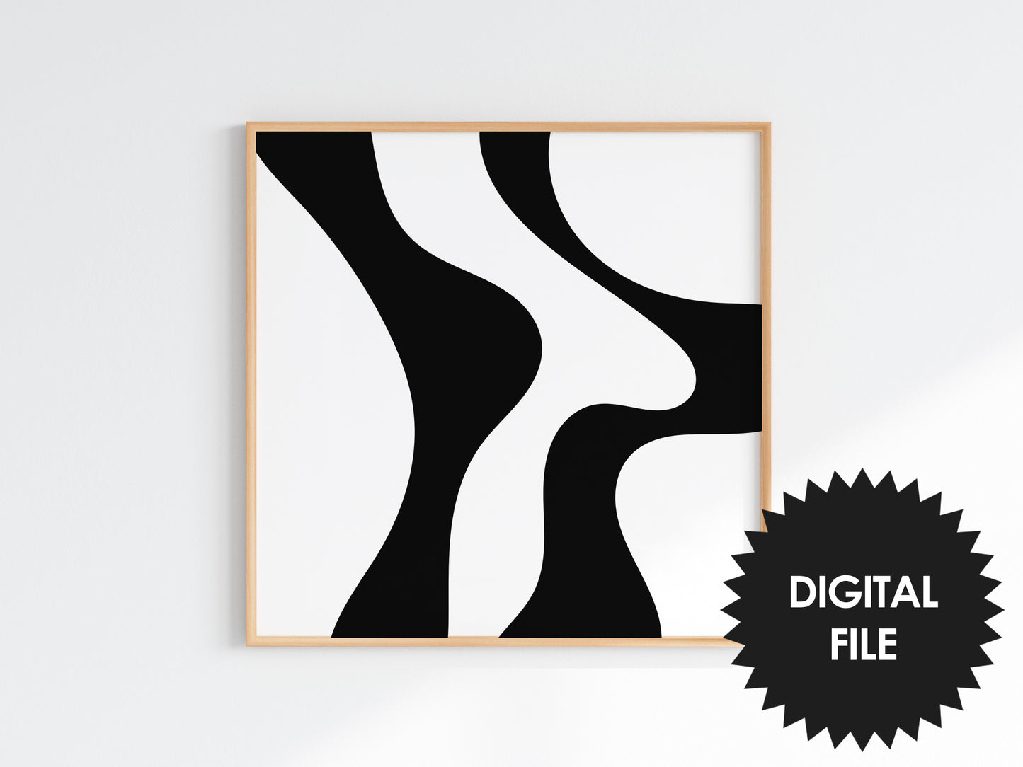 Wiggle Lines Abstract Art Print, Set of 3, Black & White Wall Art, Digital Art Poster Download, Modern Square Art Prints, Print Up To 20x20inch