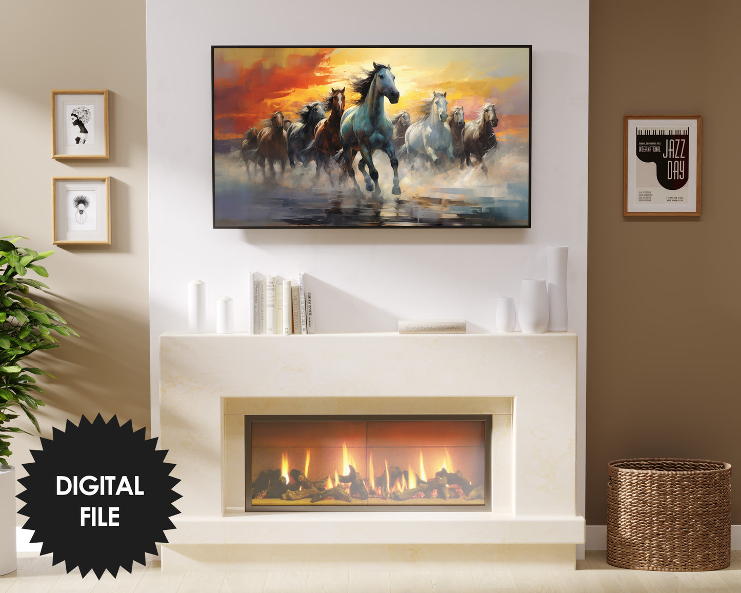 Frame TV Art Wild Horses | Impressionist Painting Tv Art | 3840x2160 pixels JPEG | Digital TV Art | Instant Download