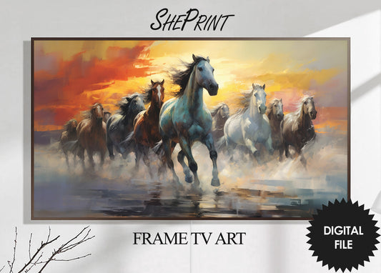 Frame TV Art Wild Horses | Impressionist Painting Tv Art | 3840x2160 pixels JPEG | Digital TV Art | Instant Download