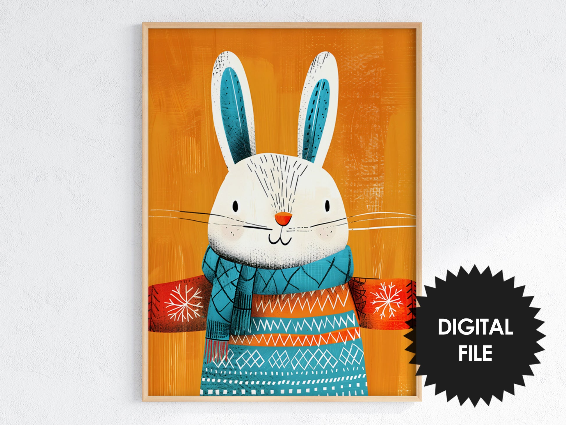 Printable Kids Room or Nursery Wall Art, Winter Animals Art, Set of 3, bunny art preview