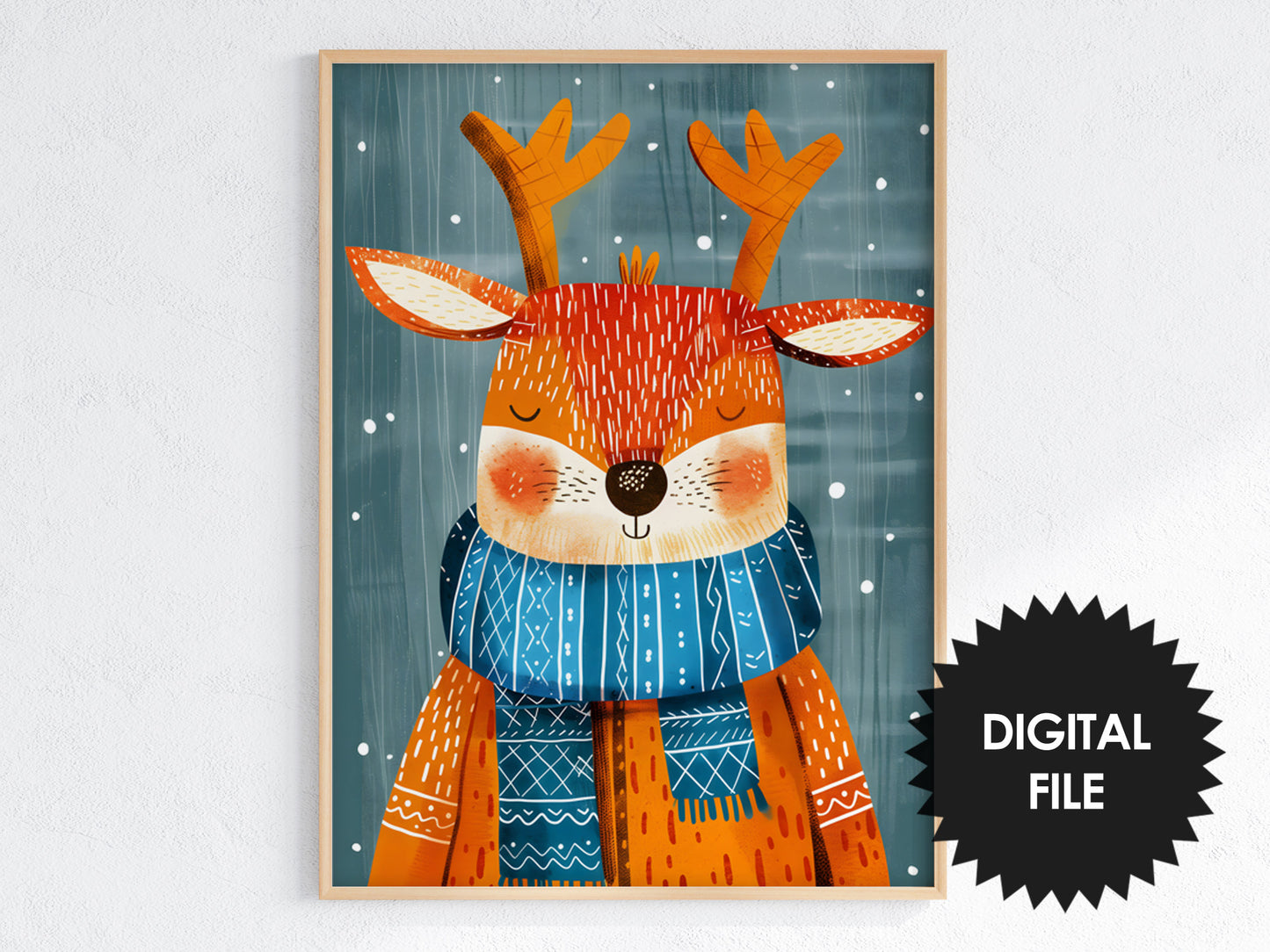 Printable Kids Room or Nursery Wall Art, Winter Animals Art, Set of 3, reindeer art preview