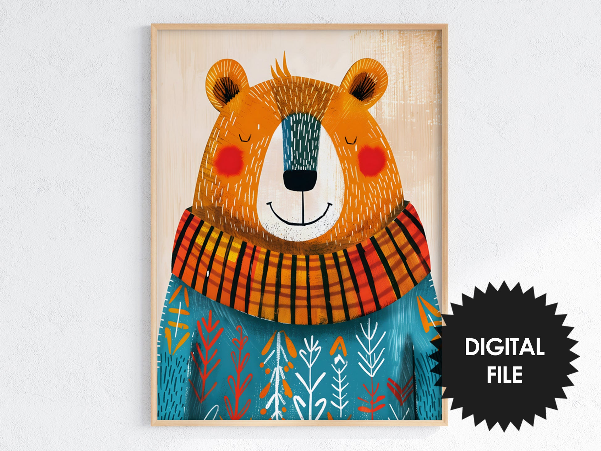 Printable Kids Room or Nursery Wall Art, Winter Animals Art, Set of 3, bear art preview