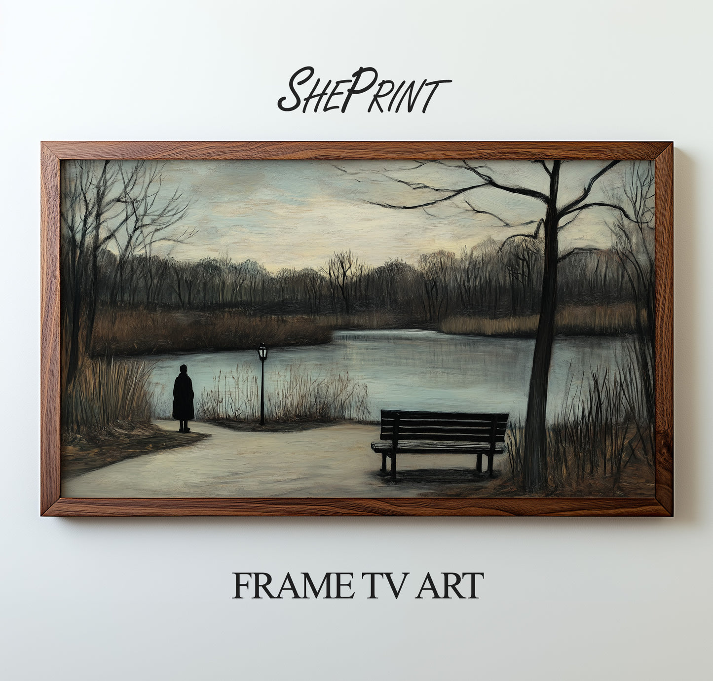 Winter By The Lake Frame TV Art | Oil Painting preview on screen