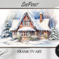 Christmas Frame TV Art | Cozy Winter Cottage | Digital TV Art | Digital Watercolor Painting | Instant Download JPEG