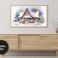 Christmas Frame TV Art | Cozy Winter Cottage | Digital TV Art | Digital Watercolor Painting | Instant Download JPEG