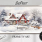 Christmas Frame TV Art | Christmas In Red Winter Cottage | Digital TV Art | Digital Watercolor Painting | Instant Download JPEG