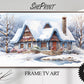 Christmas Frame TV Art | Little Winter Cottage | Digital TV Art | Digital Watercolor Painting | Instant Download JPEG