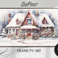 Christmas Frame TV Art | Festive Winter Cottage | Digital TV Art | Digital Watercolor Painting | Instant Download JPEG