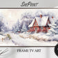 Christmas Frame TV Art | Snowy Winter Cottage | Digital TV Art | Digital Watercolor Painting | Instant Download JPEG