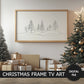 Samsung Frame TV Art Winter Forest Line Art, Minimalism, preview in rustic Christmas ambience