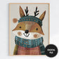 Nursery Wall Art, Winter Animals Kids Room Art, fox print preview - desaturated