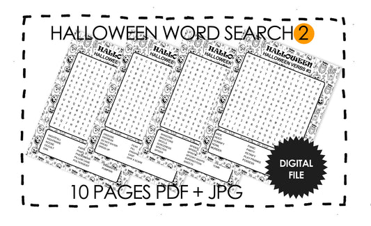 Halloween Word Search 10 Printable Pages For Kids, Spooky Season Word Puzzle 1-4 pages preview