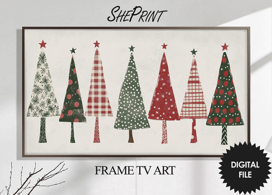 Samsung Frame TV Art Christmas Trees Rustic Collage preview