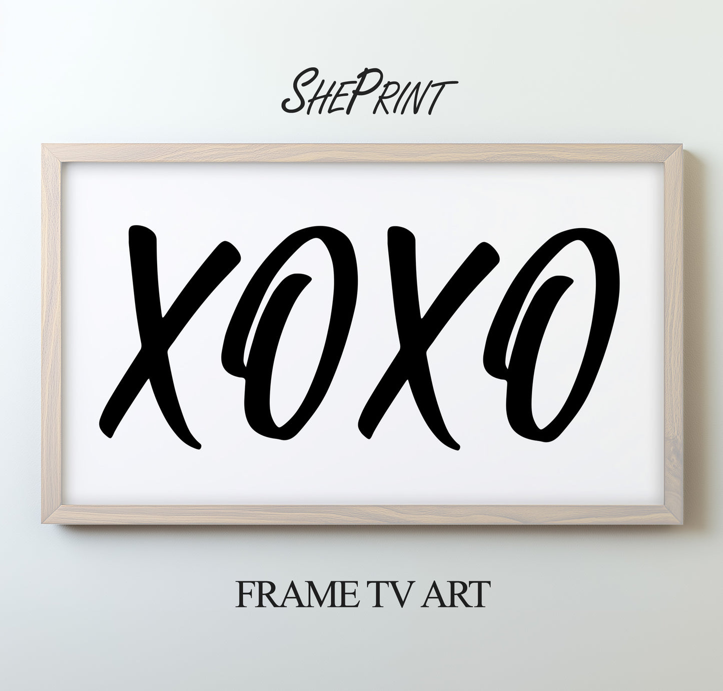 Happy Valentines Day TV Art XOXO | Modern Black and White Art | 3840x2160px JPEG | Digital Download