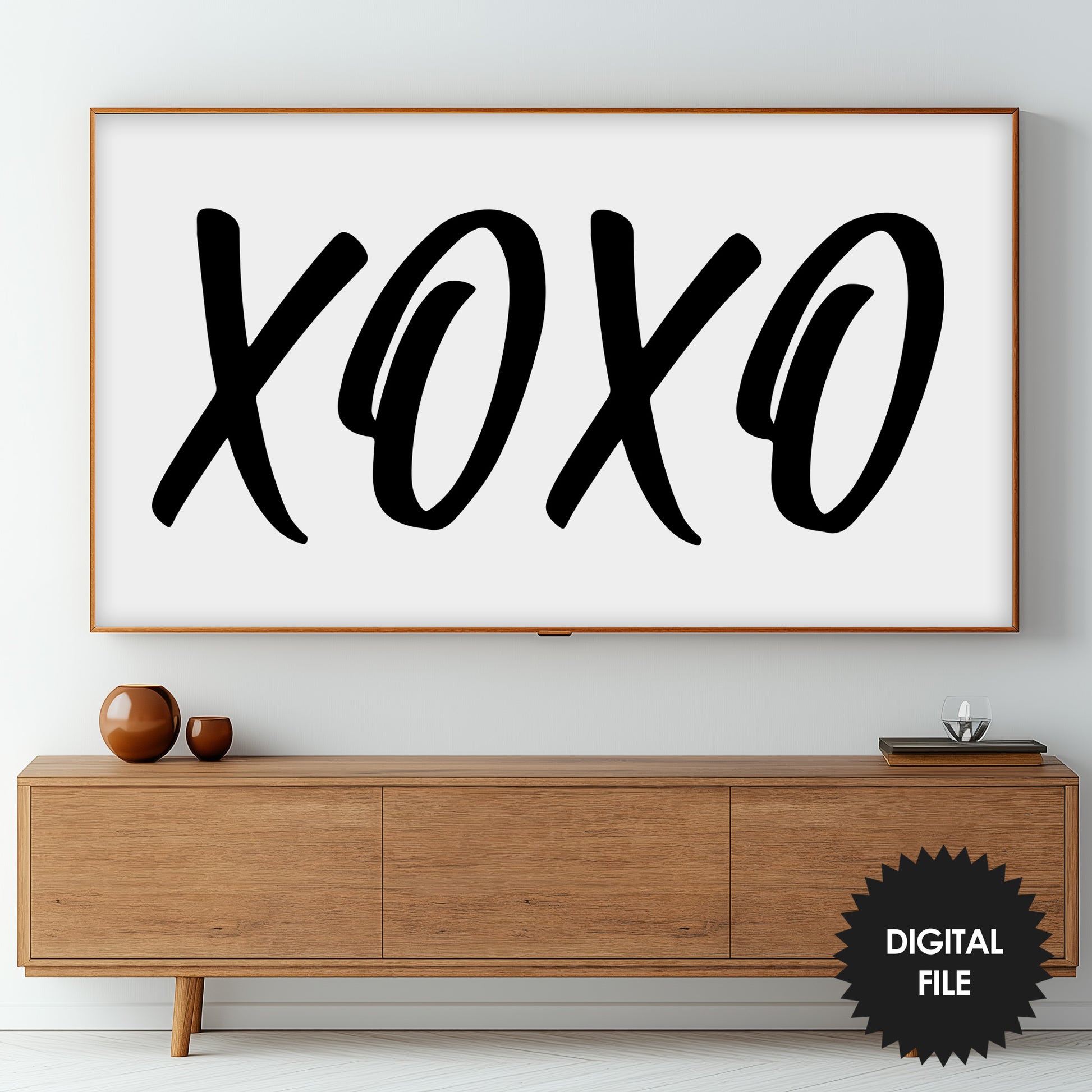 Happy Valentines Day TV Art XOXO | Modern Black and White Art 
preview on screen