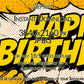 Birthday TV Art For Boys | Yellow Black | Comic Style close up view