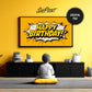 Birthday TV Art For Boys | Yellow Black | Comic Style preview on Samsung Frame TV in living room