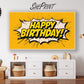 Birthday TV Art For Boys | Yellow Black | Comic Style preview on Samsung Frame TV in kids room
