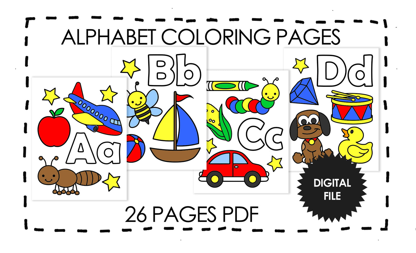 Abc Coloring For Kids Alphabet Coloring Pages Preschool Mom