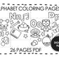Alphabet Coloring Pages for Kids, Preschool ABC Coloring Book, Kids Printables, Instant Download PDF 26 Pages, Print At Home, Download Now
